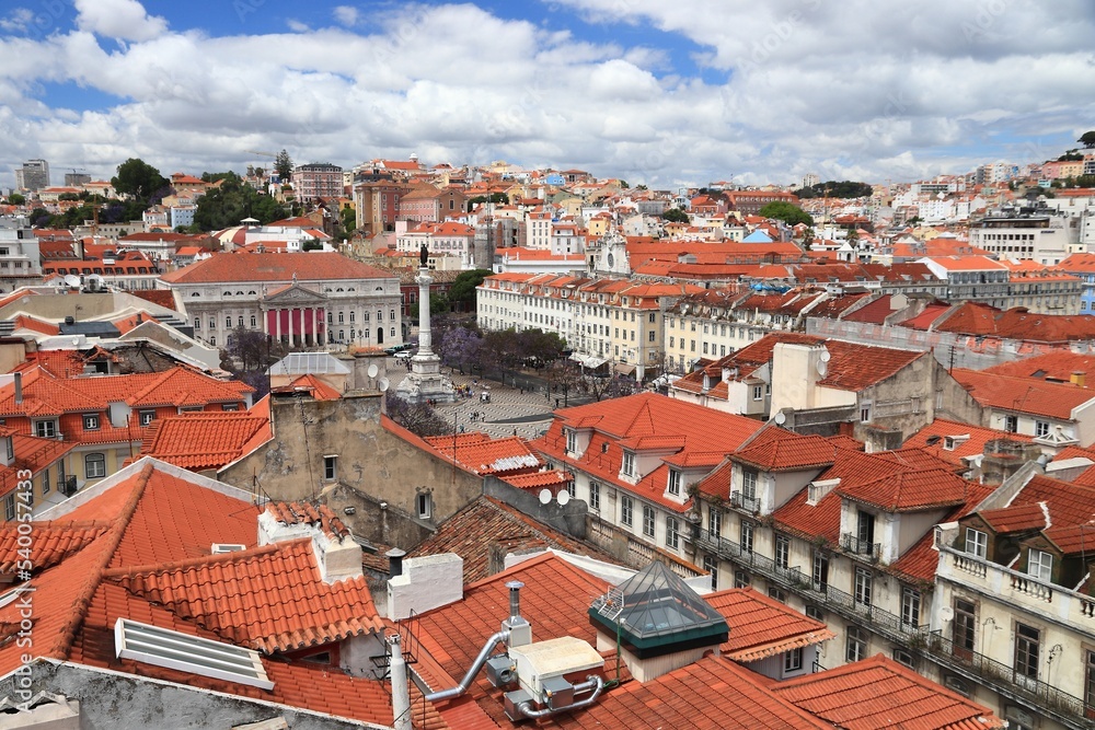 Daytime view of Rossio Square, Lisbon
