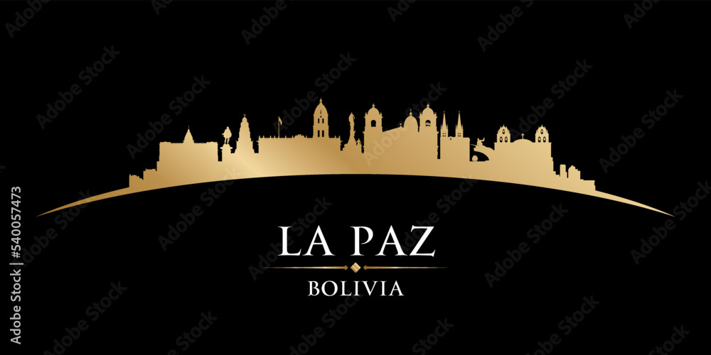 La Paz Bolivia city silhouette black background