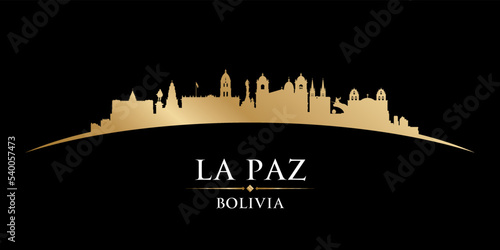 La Paz Bolivia city silhouette black background