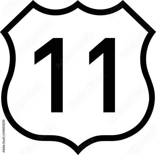 US route 11, filled with white