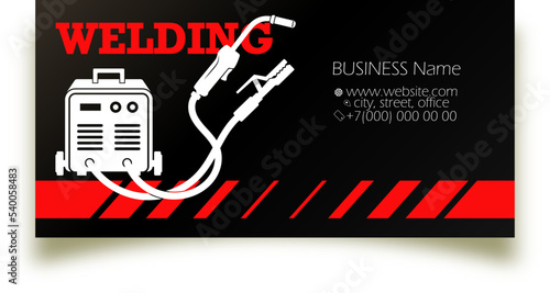 Business card concept for a welder. Electrical welding machine. Repair and welding work