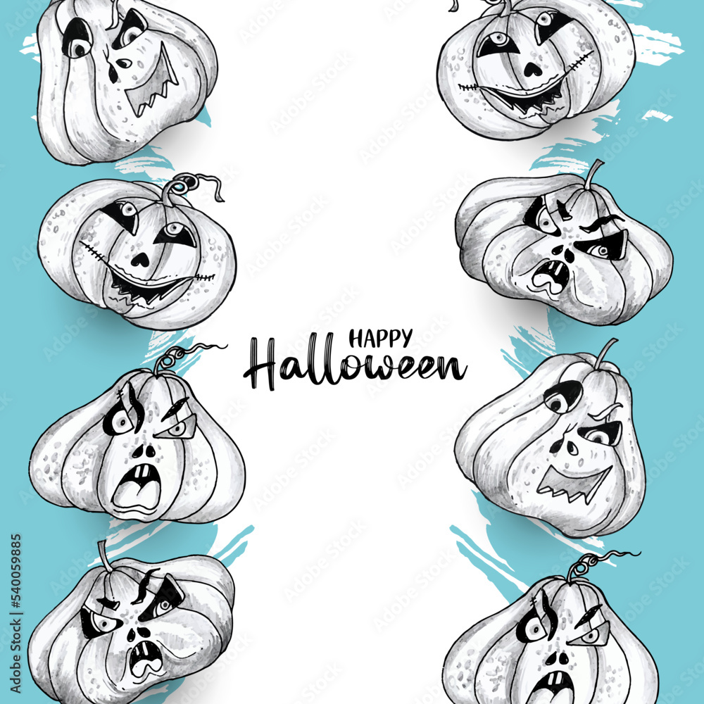 Happy Halloween festival scary creepy pumpkins background design