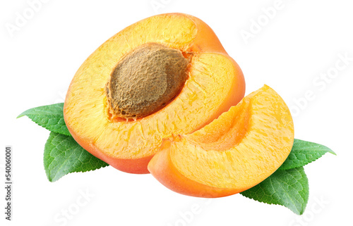 Fotografie Cut apricots isolated, no background