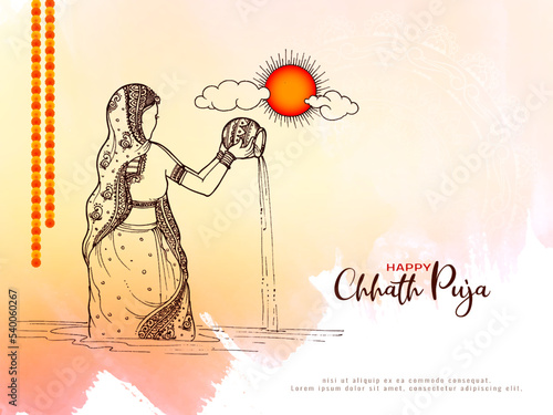 Happy Chhath Puja cultural Indian festival celebration background photo