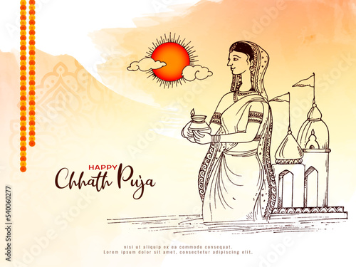Happy Chhath Puja religious Indian festival background