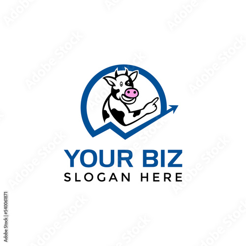 Cow logo design in modern style suitable as various business or company logo.