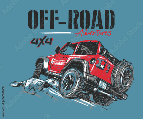 Off road adventure car vector illustration