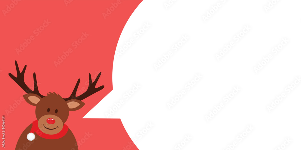 cute deer speech bubble red christmas banner