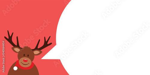 cute deer speech bubble red christmas banner