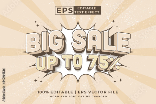 Editable text effect big sale sign 3d vintage style premium vector