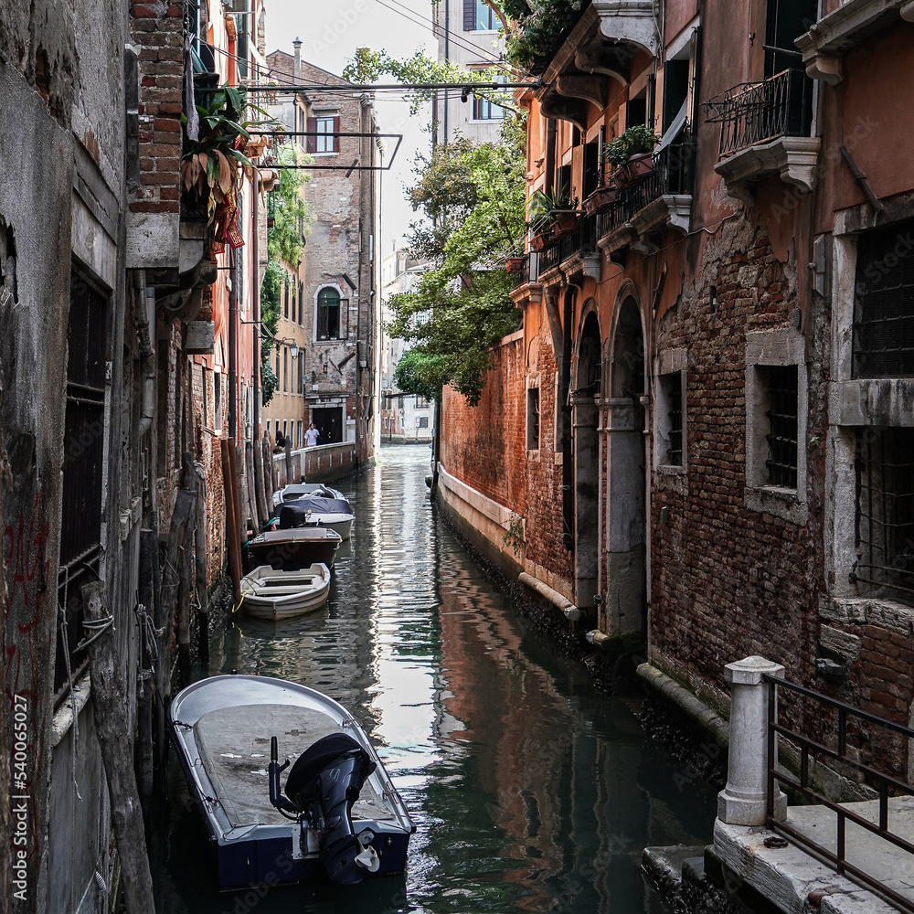Venice Italy river and boats environment 