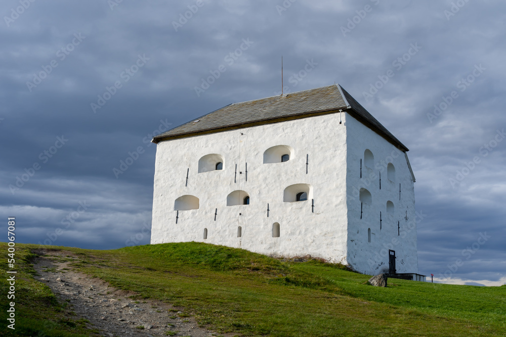 Bergen, Norway - October 1, 2022: Kristiansten Fortress on cloudy day in Trondheim, Norway. Kristiansten Fortress is located on a hill east of the city of Trondheim built in 1681.