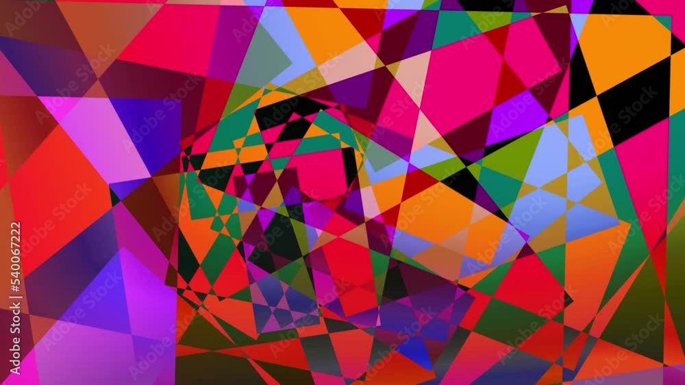 Funky retro multicolored mosaic animation, mid century geometric abstract motion graphics dynamic background.