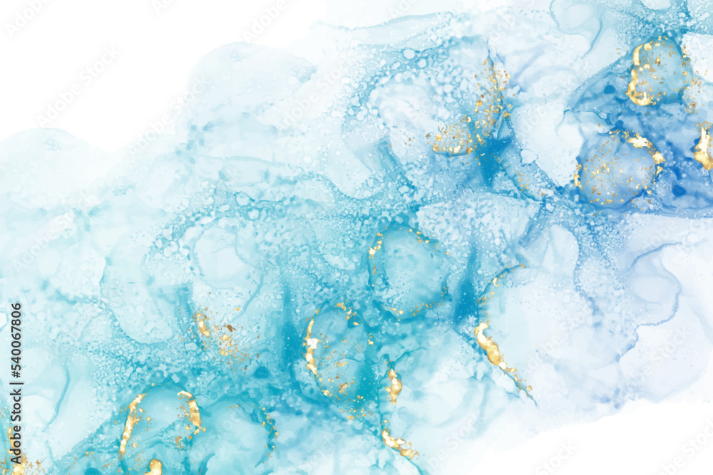 Pastel cyan mint liquid marble watercolor background with gold lines and brush stains. Teal turquoise marbled alcohol ink drawing effect. Vector illustration backdrop, watercolour wedding invitation. Pastel cyan mint liquid marble watercolor background with gold lines and brush stains. Teal turquoise marbled alcohol ink drawing effect. Vector illustration backdrop, watercolour wedding invitation.