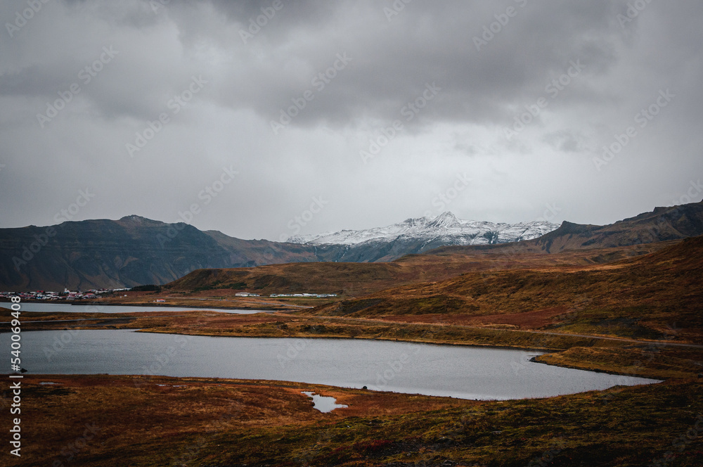 Snowy mountains - Snæfellsnes peninsula Iceland - lake front