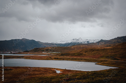 Snowy mountains - Snæfellsnes peninsula Iceland - lake front