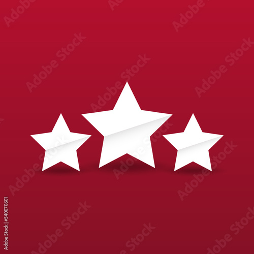 Fototapeta Naklejka Na Ścianę i Meble -  Paper cut Star icon isolated on Red background. Favorite, best rating, award symbol. Paper art style. Vector Illustration