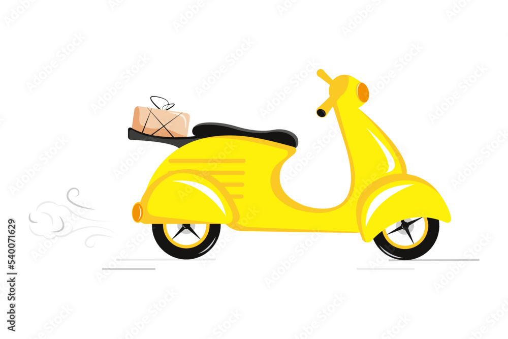 Delivery yellow scooter