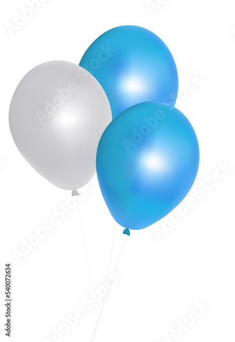 PNG. Blue and white Balloon on transparent background..