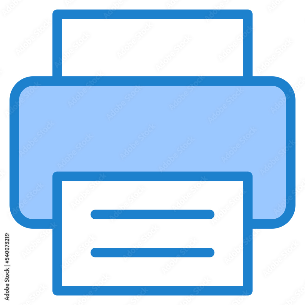 Obraz premium Printer with file blue style icon