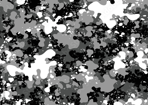 Camouflage seamless pattern of splash drops. Abstract modern camo endless background in military style for fabric and fashion print. Vector ilustration.