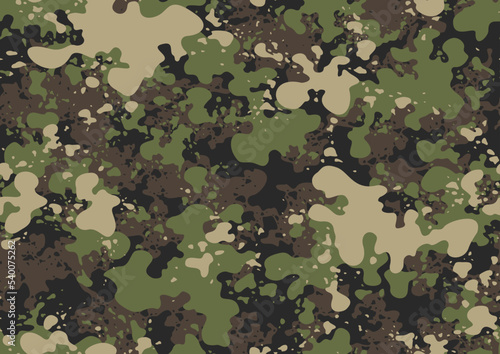 Camouflage seamless pattern of splash drops. Abstract modern camo endless background in military style for fabric and fashion print. Vector ilustration.