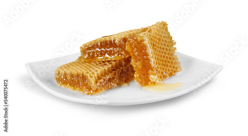 Honeycomb close up on the white background