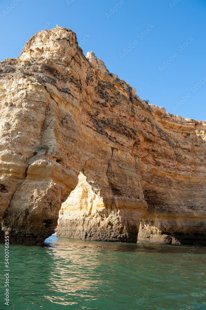 Rock formations on the Algarve coast in Portugal
