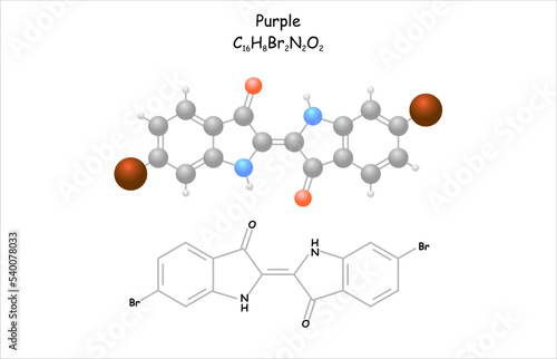 Stylized molecule model/structural formula of purple.
