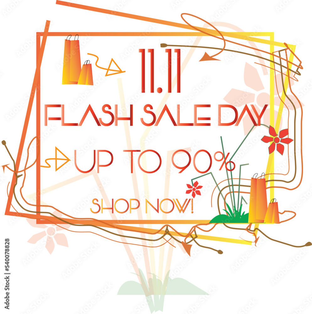 11.11 FlashSale day Offer now!.  Don`t miss out!. Shopping now. Poster or Banner  Promotions for Marketing online. Flash Sale Campaign. Artwork Stroke 