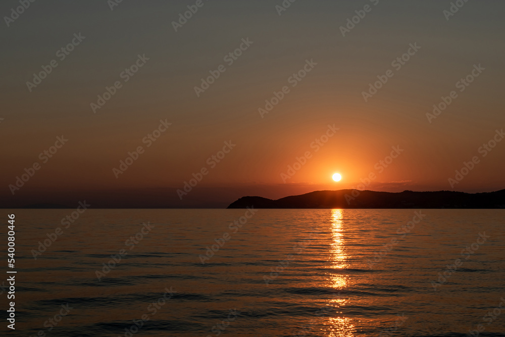 Beautiful sunset in Thassos, Greece