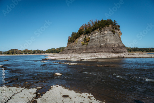 Landscape view of Tower Rock on Mississippi River