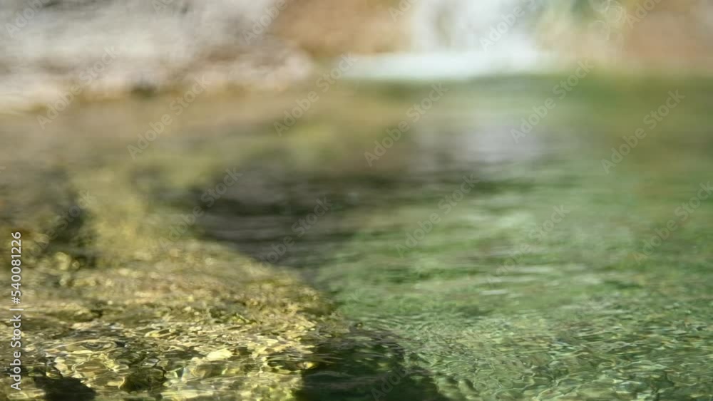 Water in the pool that is created by a waterfall (slow motion) Water in the pool that is created by a waterfall (slow motion)