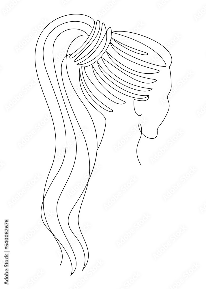 Girl profile silhouettes in modern single line style. Woman continuous line drawing, decor outline, posters, wall art, stickers, logo. Vector illustration. Girl profile silhouettes in modern single line style. Woman continuous line drawing, decor outline, posters, wall art, stickers, logo. Vector illustration.