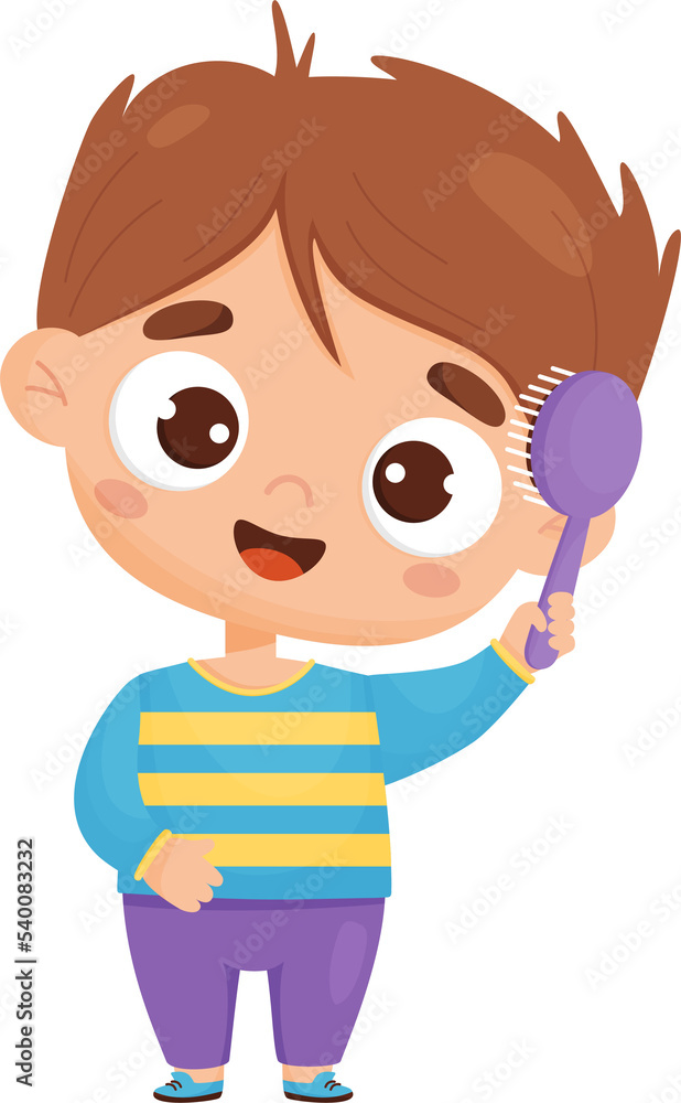 Cute baby boy combing her hair with comb Cute baby boy combing her hair with comb