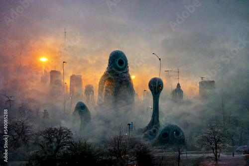 Fototapeta Post apocalyptic world ruled by aliens