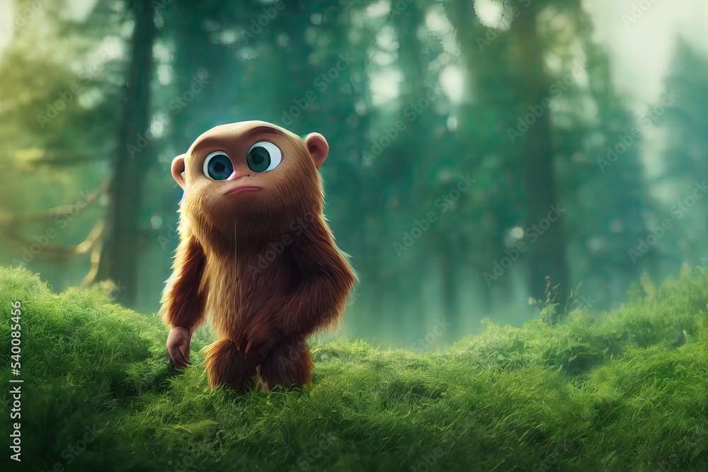 3D rendered Sasquatch (Bigfoot) with cute kawaii look like modern ...