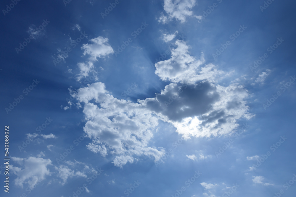 Fototapeta premium White fluffy clouds in a blue sky. High quality photo