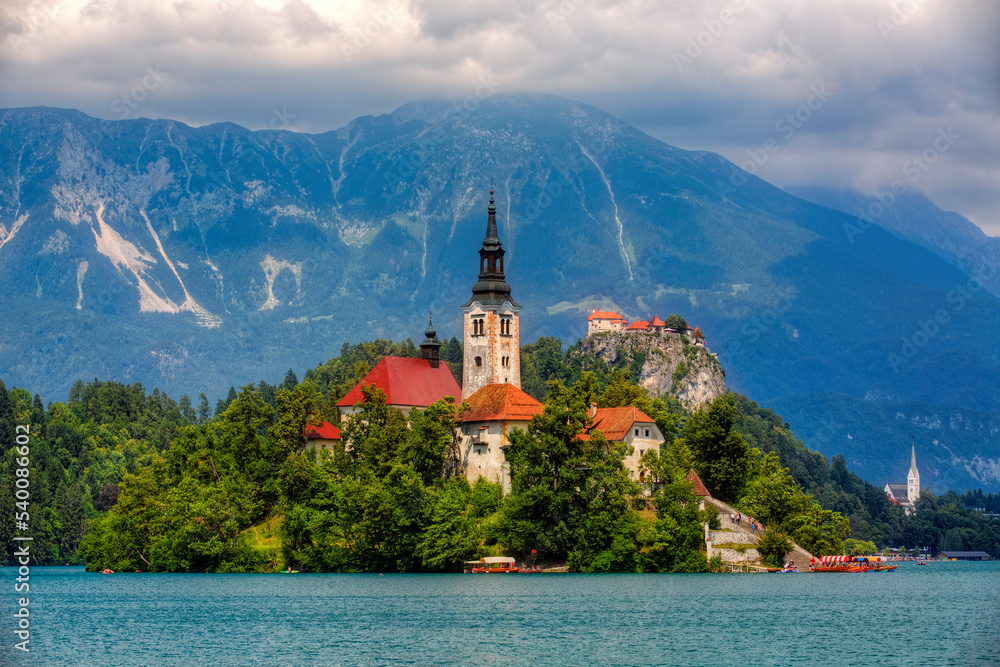 Lake Bled, with Bled Island and Bled Castle, Slovenia