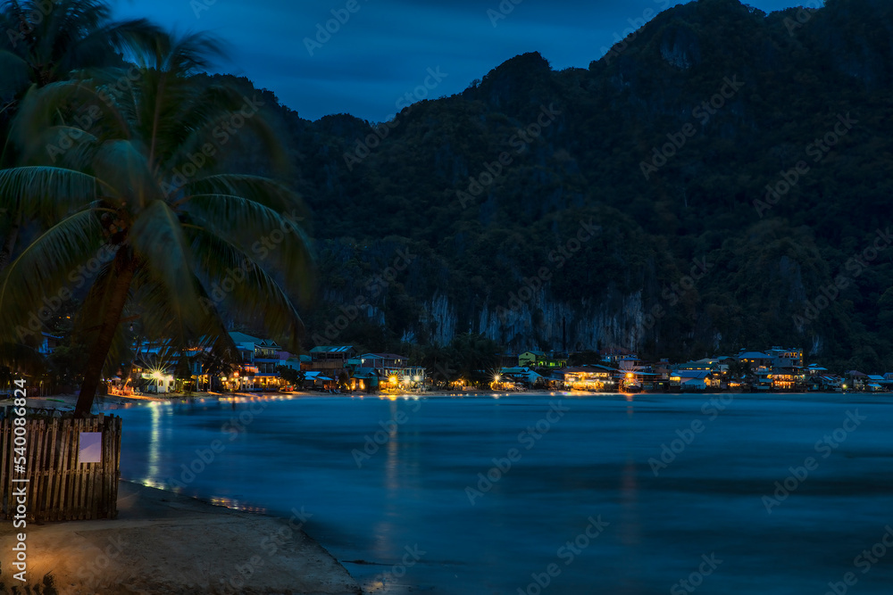 Night on the Beach of El Nido, Palawan, Philippines