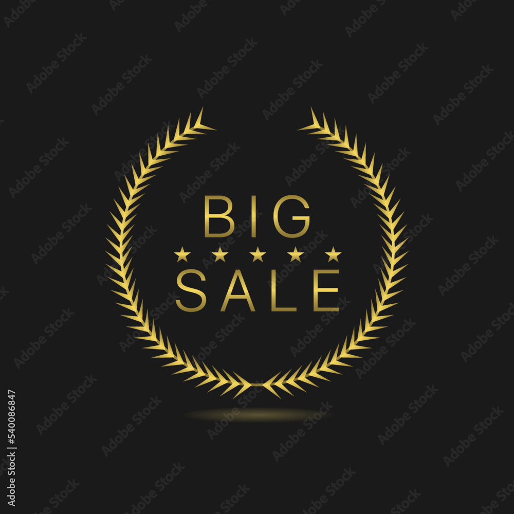 Fototapeta premium Big sale golden laurel wreath label