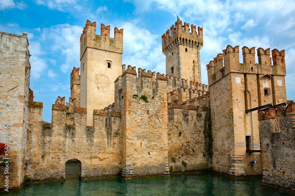The Imposing Facade of the Sirmione Castle (Scaliger Castle) in Lake Garda, Italy