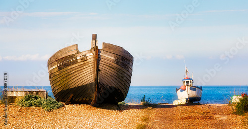 Abandoned Boat Wreck on the Beach at the Dungeness Headland, Kent, England