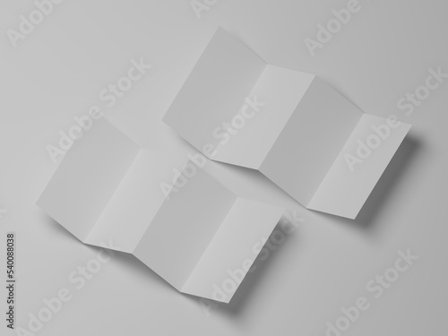 4-fold brochure mockup 3d rendering with white background 