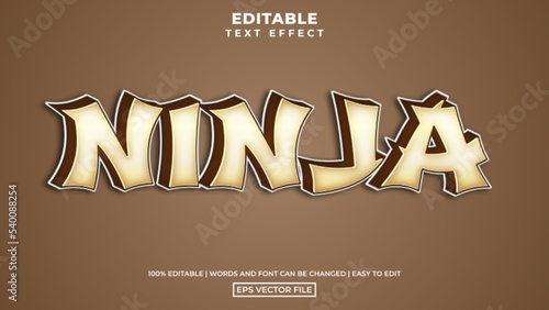 Vintage ninja text style, editable text effect design template