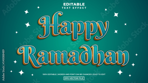 Happy ramadhan editable text effect design vector template, modern style