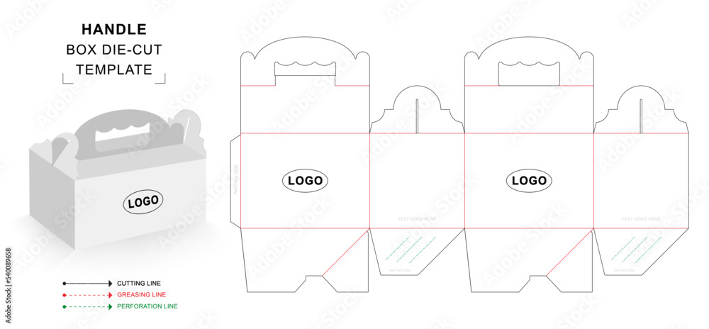 Handle box die cut template Stock Vector | Adobe Stock