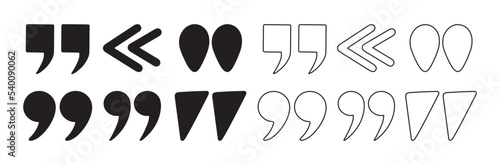 Set of quote mark, quotes icon vector sign design