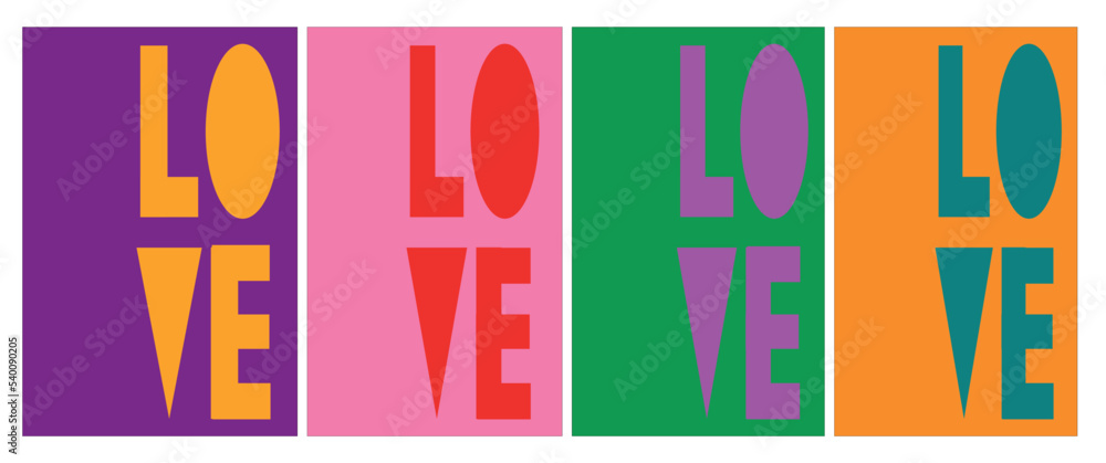 love text design vibrant colorful print