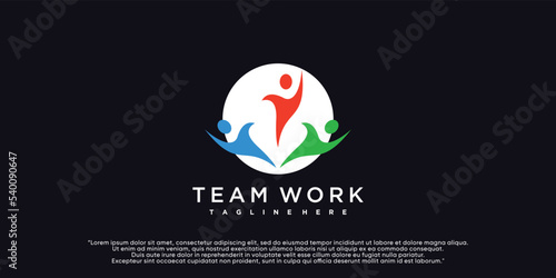Team work logo design with modern style Premium Vector